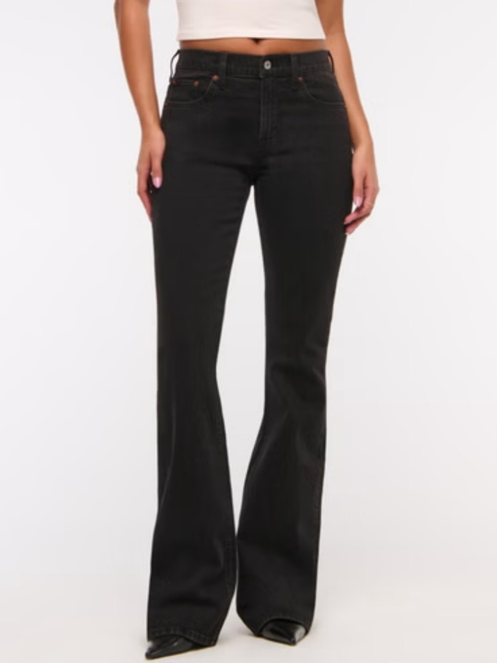 Abercrombie Mid-Rise Bootcut Jeans Black Wash 25 Short